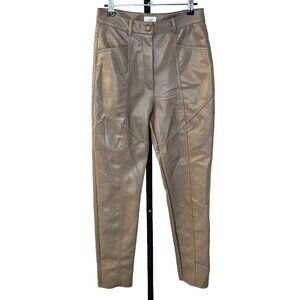 Aritzia  Wilfred Rebel Pant Size 6 High Waisted Vegan Leather Straight Leg Taupe
